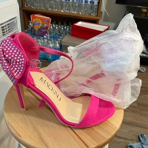 Pink w bow high heels